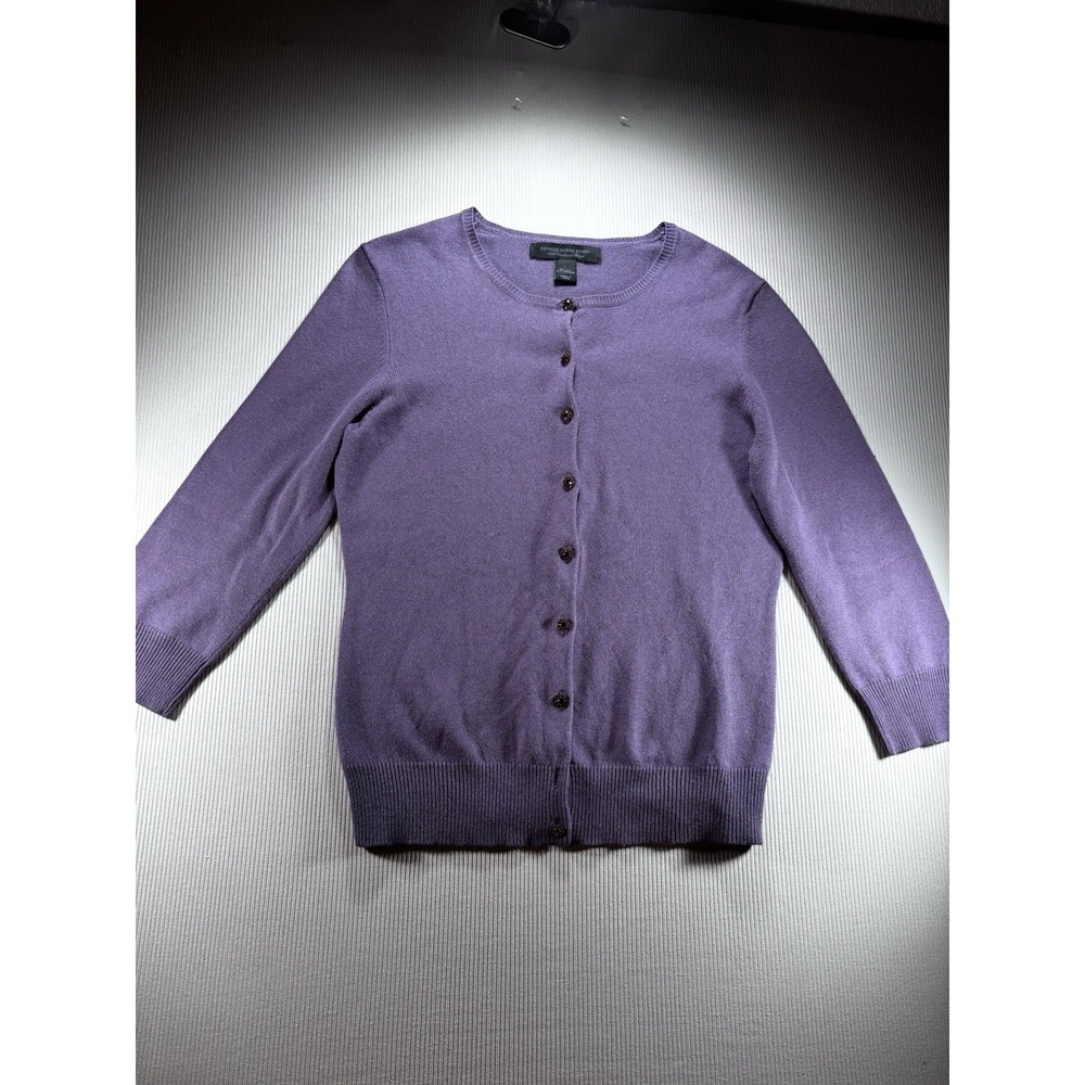 Express Design Studio Silk Cashmere Blend Cardigan Sweater Purple Sz Large